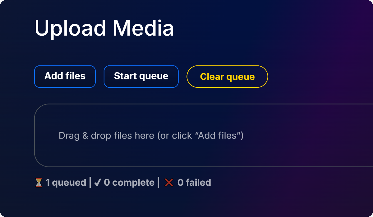 Upload process screenshot